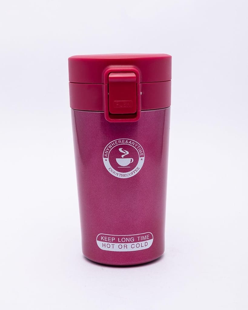 Mug, with Sipper Lid, Tea & Coffee Mug, Red, Stainless Steel, 330 mL