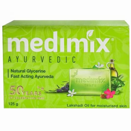 Medimix Ayurvedic Natural Glycerine Bathing Soap With Lakshadi Oil For Soft, Supple & Moisturised Skin 125g (Combo Pack of 4) | Natural | Herbal | Paraben-free & Sulphate-free | 100% Vegan