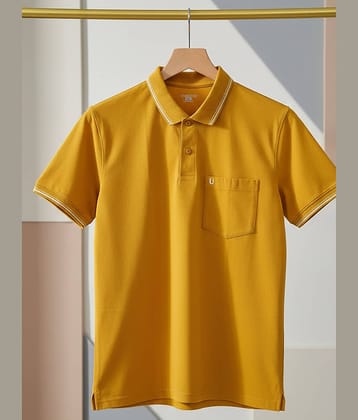 UNIBERRY Men Cotton Blend Regular Fit Solid Polo T Shirt ( Mustard )