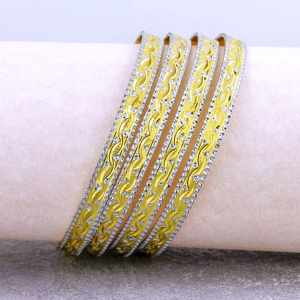 Stylish Brass Gold Silver Bangle Pair Set Of 4 For Women-Size: 2.4 Anna OR 2.25 Inches