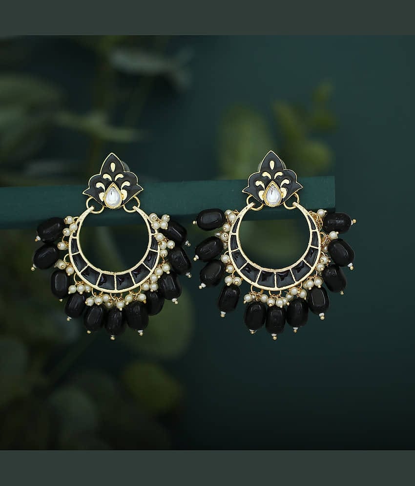 Sukkhi Astonish Pearl Gold Plated Kundan Meenakari Chandbali Earring for Women