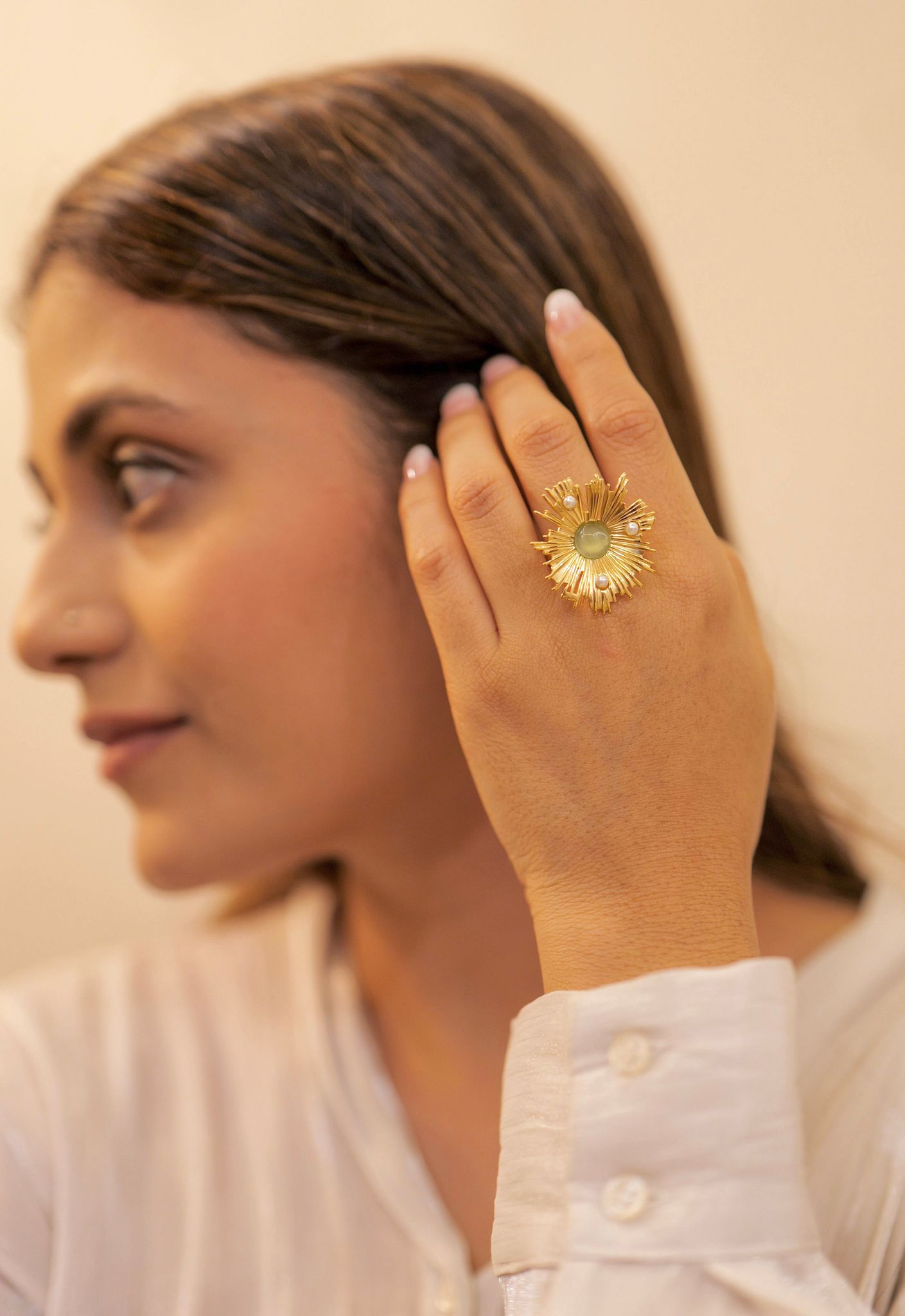 Solara Aurora Blossom Ring-STAINLESS STEEL / MINT / 6
