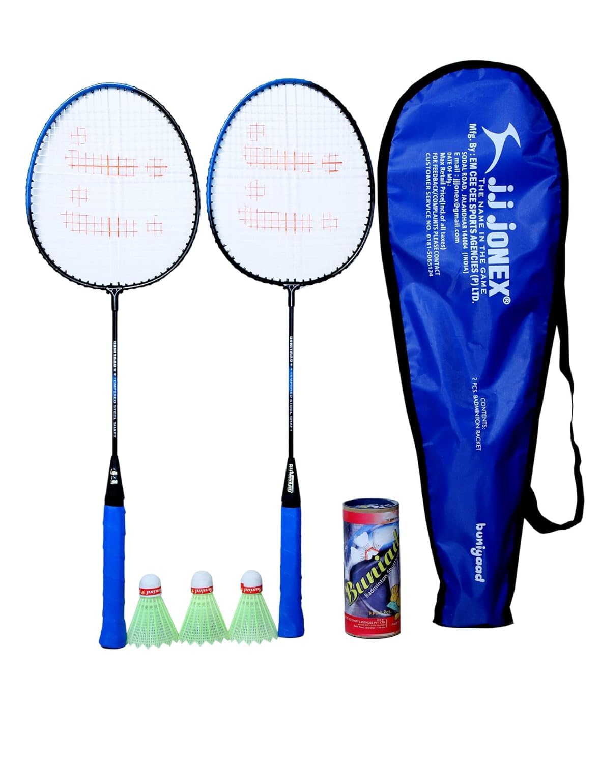 Jonex Badminton Racquets, Badminton Racket, BUNIYAD Badminton Set, (2 Rackets and Pack of 3 Shuttlecocks) Badminton Kit