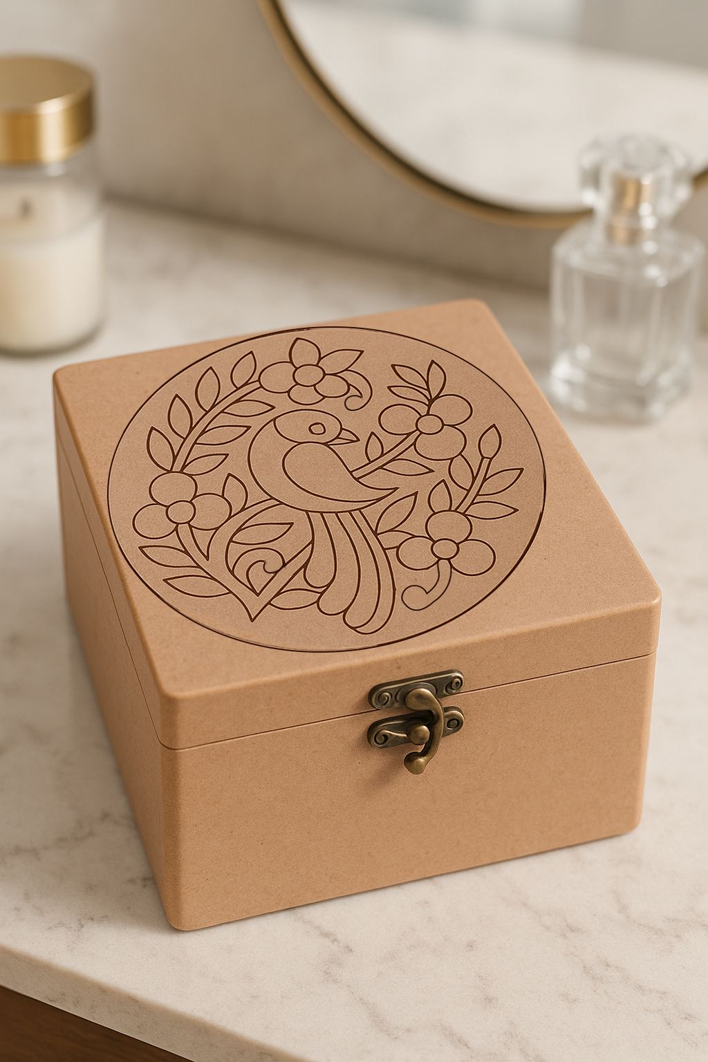 Dbeautify's DIY Elegant Bird Engraved MDF Lock Box