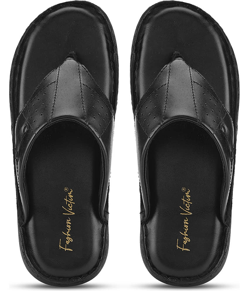 Fashion Victim Black Men's Leather Slipper