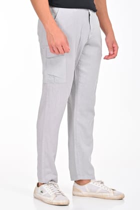 Ivan - Cotton Linen Cargo Trouser - Lt Grey-S-30 / LT GREY