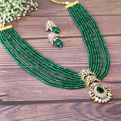 Nayaab Alisha Long Neckpiece-Green