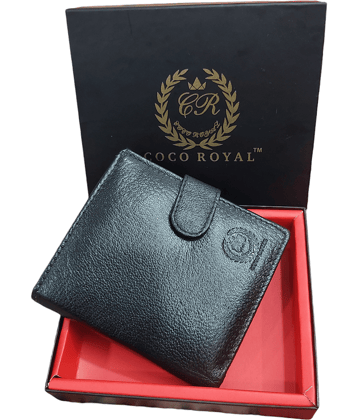 COCO ROYAL 100% Leather Solid Men's Two Fold Wallet With 10 Slots For Card ( Black , Pack of 1 )