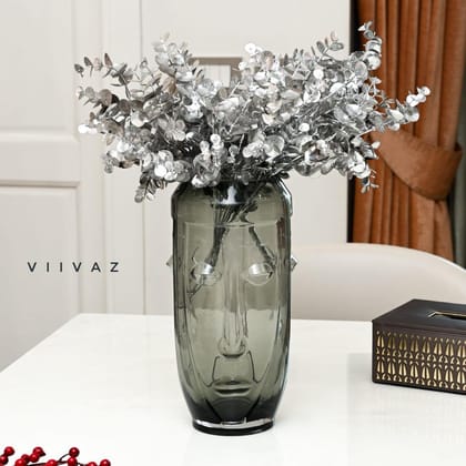 Artistic Face-inspired Glass Vase-Crystall Green / Glass | Gloss Finish / H: 12 | L: 6 | W: 6 (Inch)