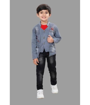 DKGF Fashion Pack of 1 Boys Cotton Blend Shirt & Pants Set ( Light Grey )
