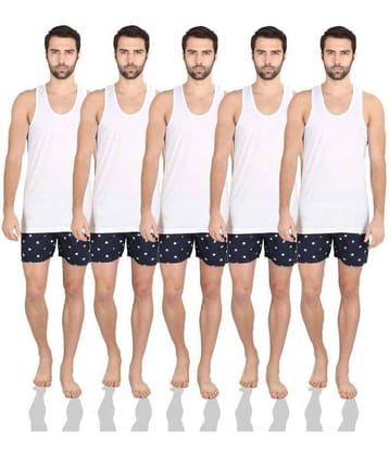 kaseera Pack of 5 Cotton Basic Vest For Men ( White )