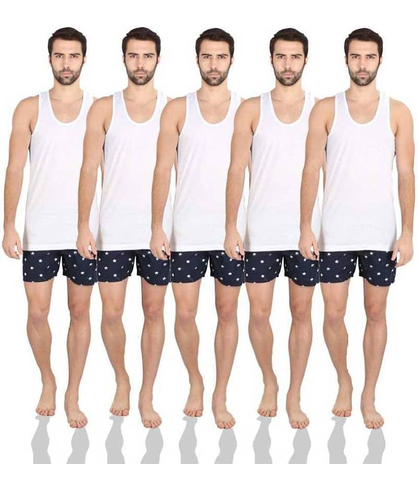 kaseera Pack of 5 Cotton Basic Vest For Men ( White )
