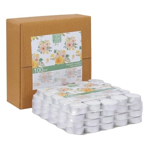 Welburn Veda&Co Wax Unscented Tealight Candles Pack of 100 for Diwali Decoration | Long Burning | Smokeless |
