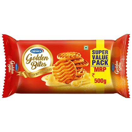 Cremica Golden Bites Rich Butter Cookies - Baked, Crispy, 100 G (Pack Of 5)