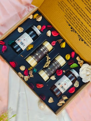 Festival Gift Hamper 2 Candle & 2 Honey Set.