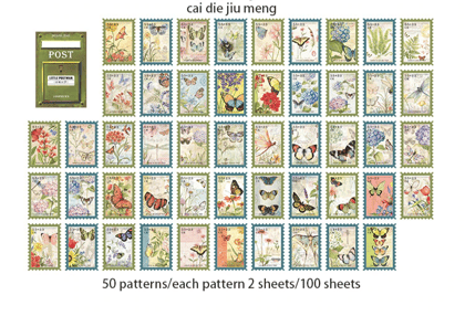 Little Postbox Retro Stamp Sticker Series-cai die jiu meng