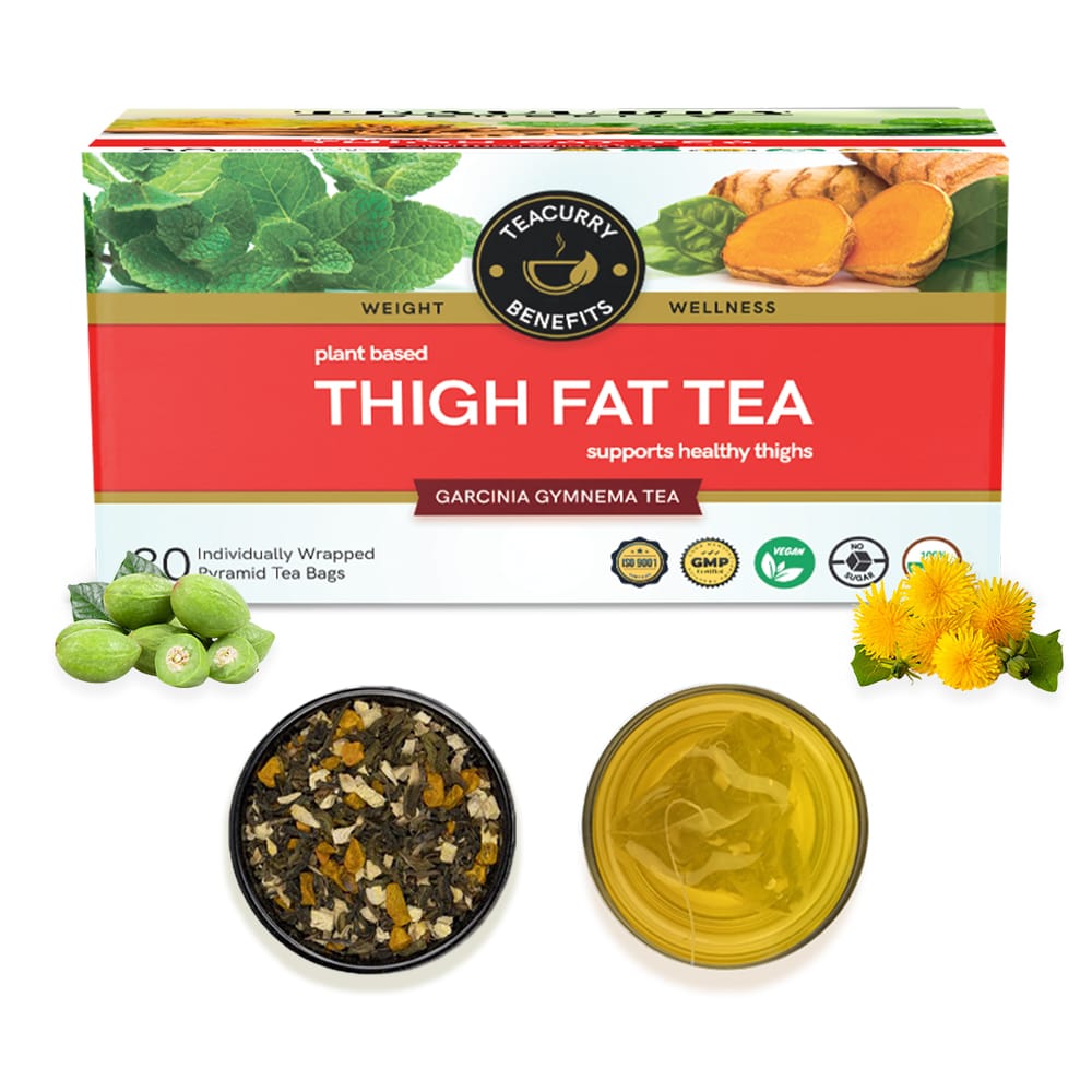 TEACURRY Thigh Fat Burn Tea (1 Month Pack, 30 Tea Bags) - Reduce Thigh Fat for Men and Women