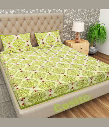 Cosito Cotton 1 Double Bedsheet with 2 Pillow Covers ( Light Green )