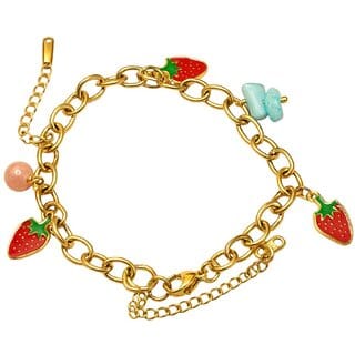 18k Gold Plated Women Bracelet (Strawberry Charm Bracelet, 1)