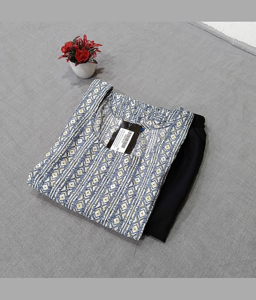 Ethnicbasket Crepe Printed Kurti With Pants Women's Stitched Salwar Suit - White ( Pack of 1 )