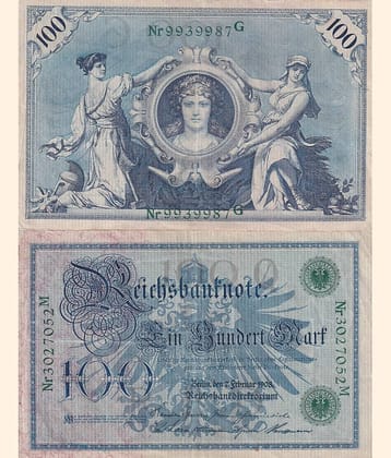 Germany (1871-1948) 100 Mark Reichsbanknote; green seal RARE NOTE LOWEST PRICE
