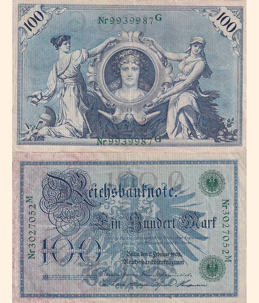 Germany (1871-1948) 100 Mark Reichsbanknote; green seal RARE NOTE LOWEST PRICE