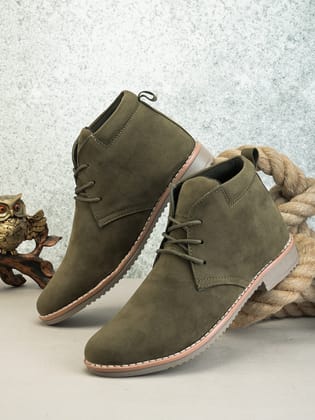 Woakers Green Synthetic Leather Lace Up Causal Shoes for Men - UK7