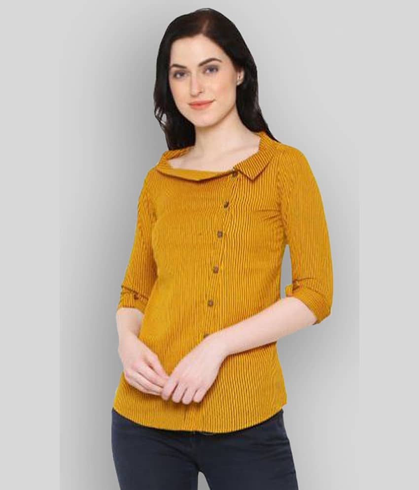 Yash Gallery Women Striped Cotton Shirt ( Yellow )