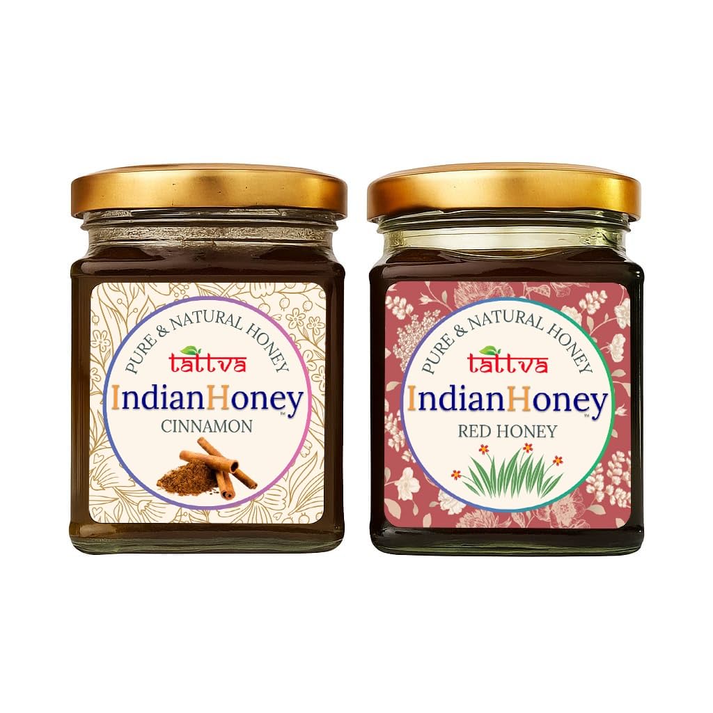 IndianHoney Red Honey & Metabolic & Warming Cinnamon Infused Honey Combo Pack (230gm & 230gm)