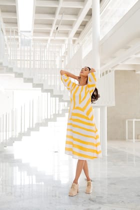 Pink Lemonade Striped Dress-S