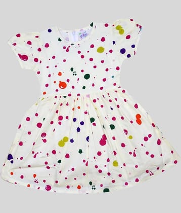 Me N My CLOSET 100% Cotton Frock For Girls ( Pack of 1 , White )
