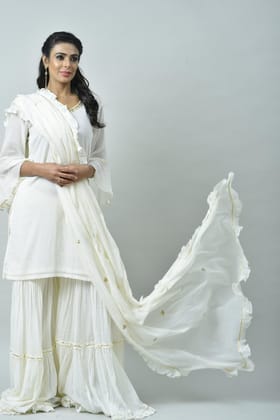 OFF WHITE FRILL SHARARA SET OF 3-XL