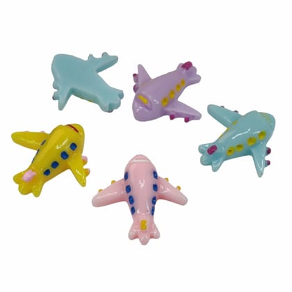 Resin Plane Flatbacks (Random Colors, Pack of 5) Multicolor Embellishments Cabochons For DIY Crafts Passports Gift Making-5 Pieces (Random Color As Available)