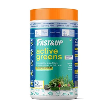Fast&Up Active Greens-Daily Greens with Detox,Antioxidant,Cellular Defense &Alkalizing Blends-Supergreens with No Added Sugar for Daily Health, Digestion(40 Servings, Unflavored,Pack of 280gm powder) Fast&Up Active Greens-Daily Greens with Detox,Antioxidant,Cellular Defense &Alkalizing Blends-Supergreens with No Added Sugar for Daily Health, Digestion(40 Servings, Unflavored,Pack of 280gm powder)
