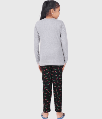 MIST N FOGG Pack of 1 Girls Cotton Blend Nightsuit Set ( Grey )