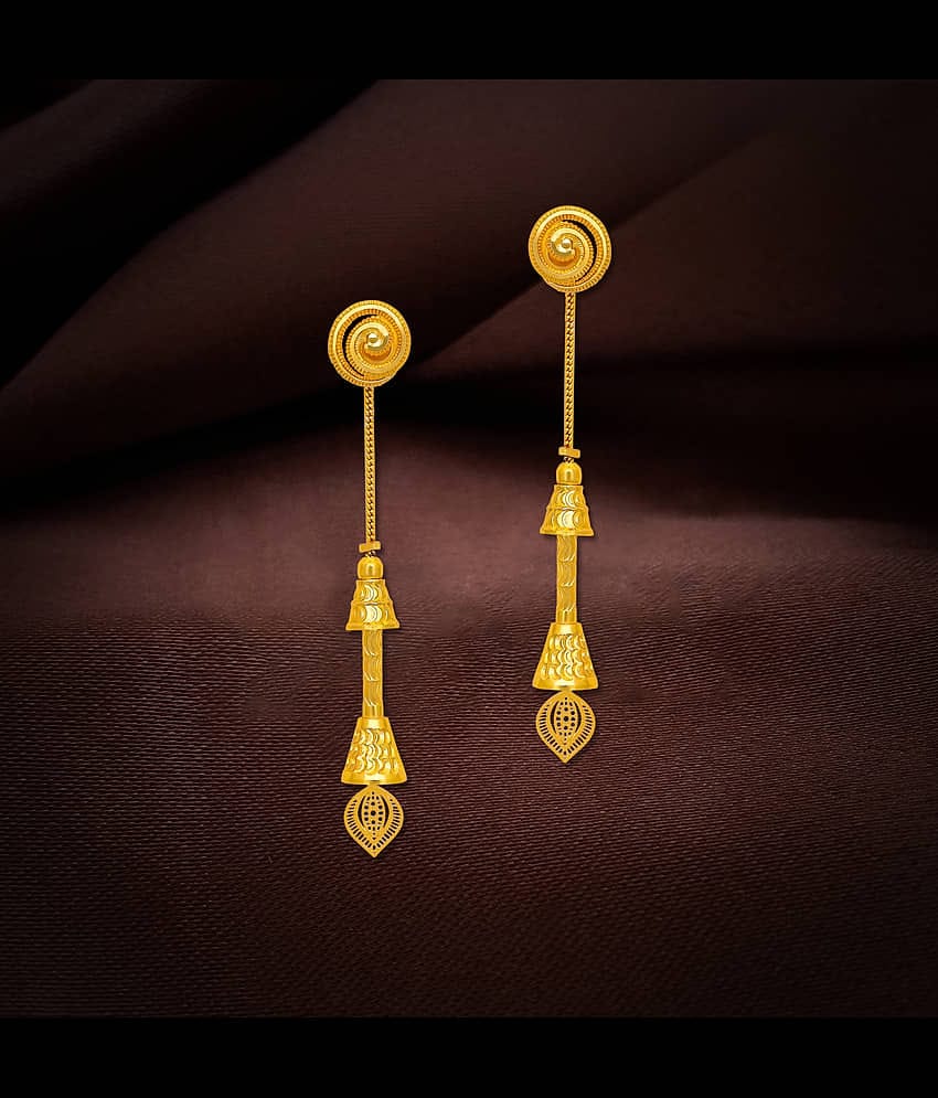 LUV FASHION Golden Drop Earrings ( Pack of 1 )