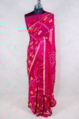 Pure Georgette Hand-Dyed Bandhani and Shibori Saree