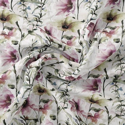 Big Flower Purple Orchid Digital Printed Fabric-Polyester / Japan Satin / 110 CM | 43 Inch