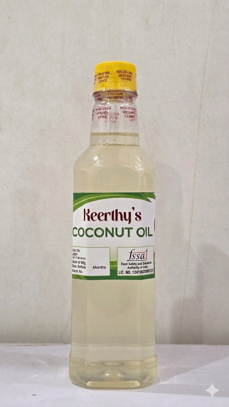 Keerthy Food Products Pure Coconut Oil | Multipurpose Natural Coconut Oil for Cooking, Hair & Skin Care | 500ml