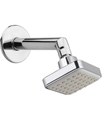 BATHONIX 3x3" Ivory White Shower with 7" SS Arm Plastic (ABS) Overhead Shower