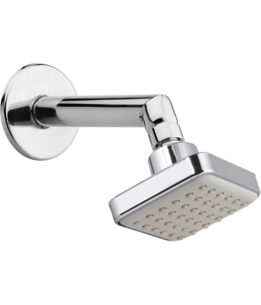 BATHONIX 3x3" Ivory White Shower with 7" SS Arm Plastic (ABS) Overhead Shower