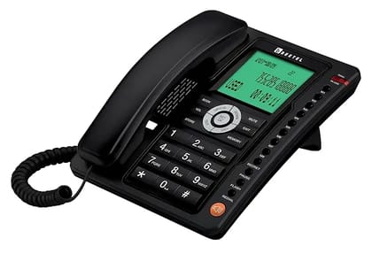 Beetel M95 CLI Landline with 16 Digit Large LCD Display,Two-way Speaker Phone,LED indication,8 single & 10 Double touch Memory,Ringer Vol control,Alarm,Baby Call Function,Desktop/Wall Mountable(Black)