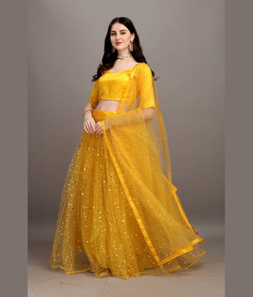 color bucket Blue Net Circular Semi Stitched Lehenga Single