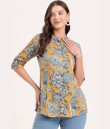 Divena Women's Rayon A-Line Top ( Mustard )