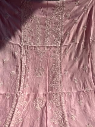 Pure Muslin kurti Length unstitched - Pink-Pink / Free Size / Muslin