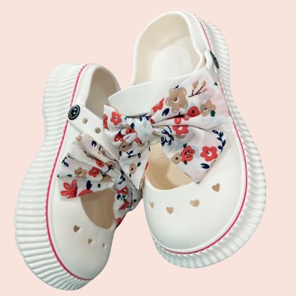 Soft White Bow Clogs-40-41