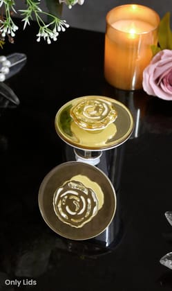 White & Gold Rosette Sequins: Lid (Set Of 2)