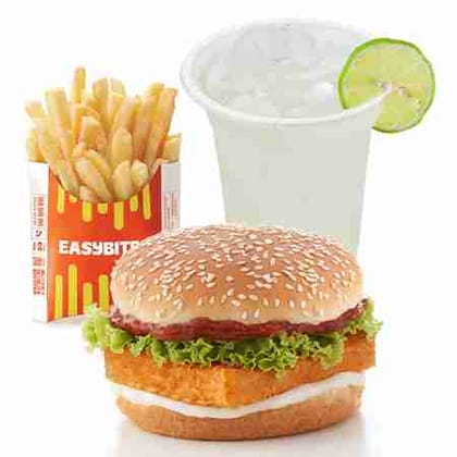 Spicy paneer burger meal