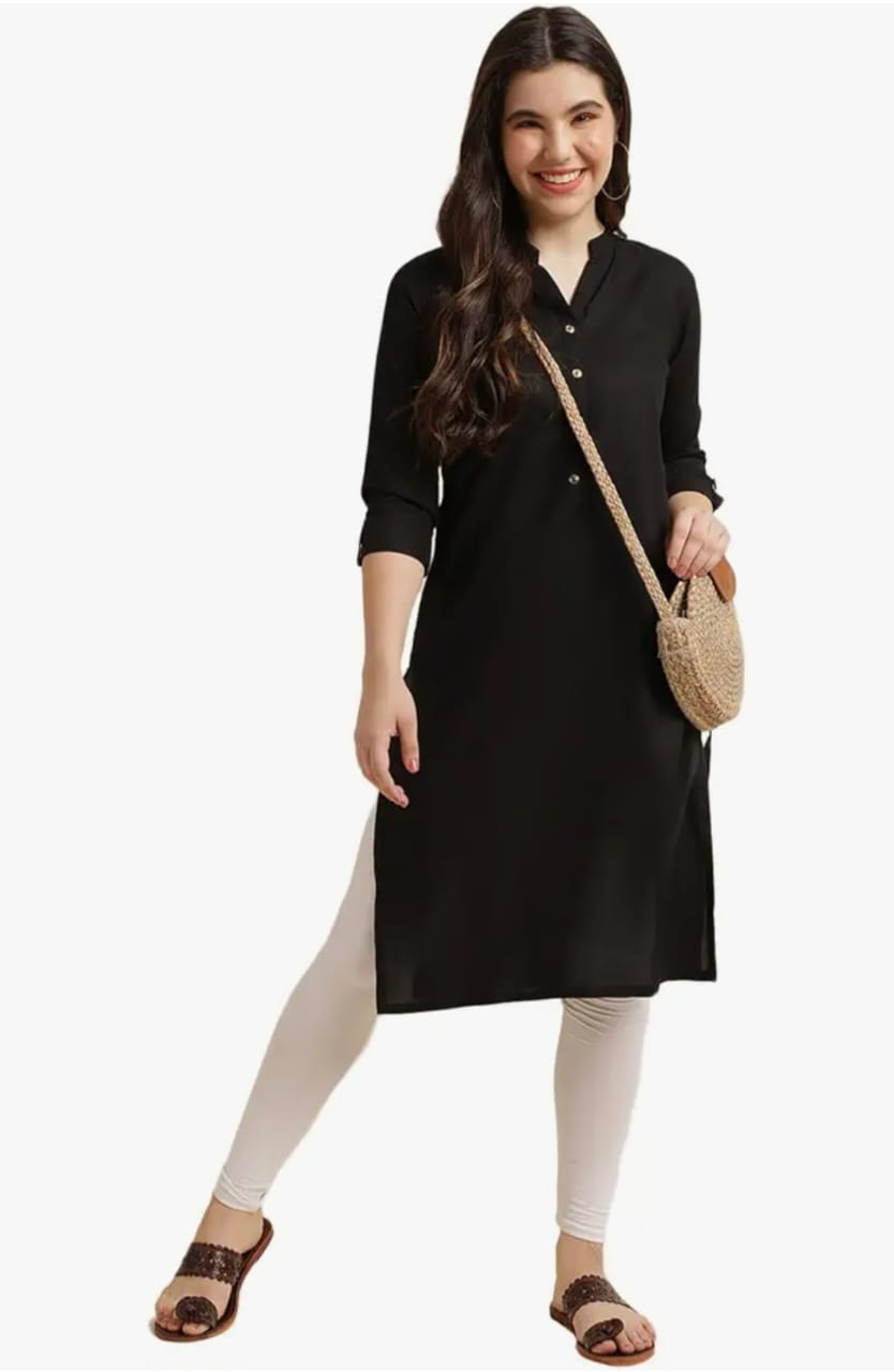 Reyon Plain Solid Kurti
