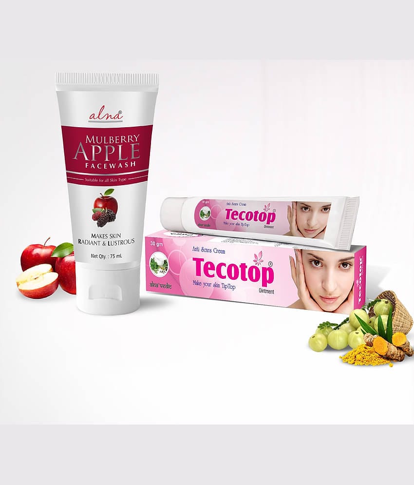 Alna Mulberry Apple Face Wash 75ml with Tecotop Anti Scars Cream 30gm , Pack of 2